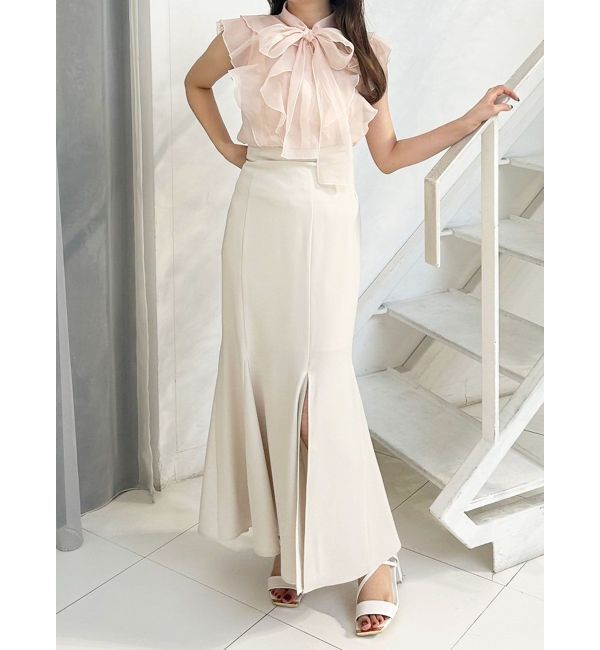 MERCURYDUO「オーガンジー配色メローブラウス」|シャツ・ブラウス|