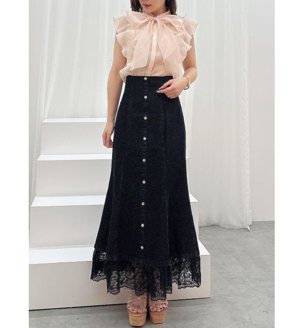 MERCURYDUO「オーガンジー配色メローブラウス」|シャツ・ブラウス|