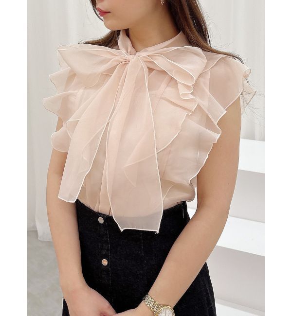 MERCURYDUO「オーガンジー配色メローブラウス」|シャツ・ブラウス|