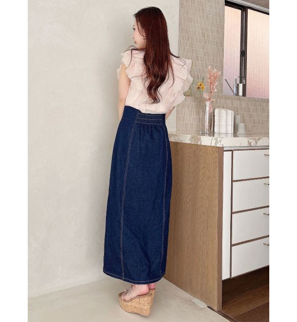 MERCURYDUO「オーガンジー配色メローブラウス」|シャツ・ブラウス|