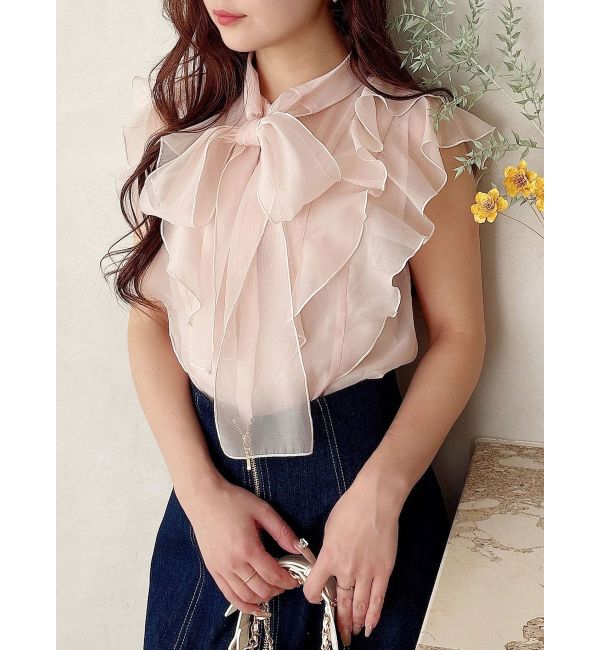 MERCURYDUO「オーガンジー配色メローブラウス」|シャツ・ブラウス|