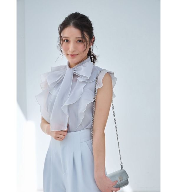 MERCURYDUO「オーガンジー配色メローブラウス」|シャツ・ブラウス|