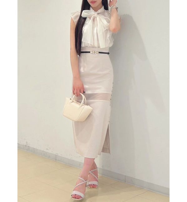 MERCURYDUO「オーガンジー配色メローブラウス」|シャツ・ブラウス|