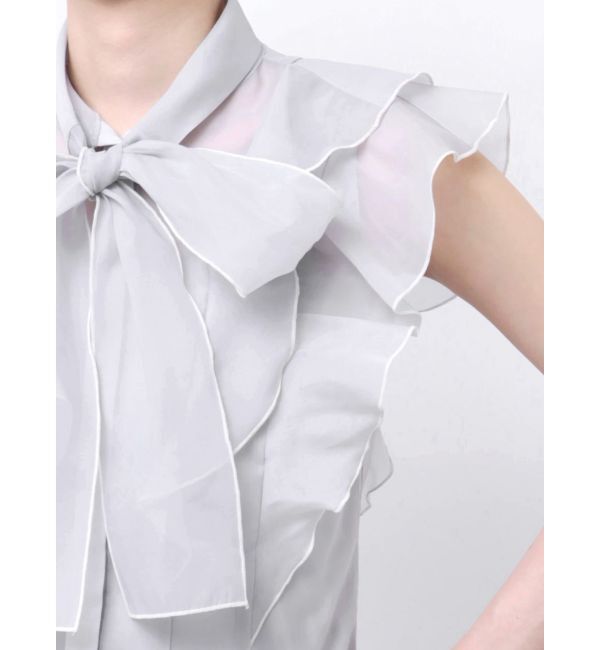 MERCURYDUO「オーガンジー配色メローブラウス」|シャツ・ブラウス|