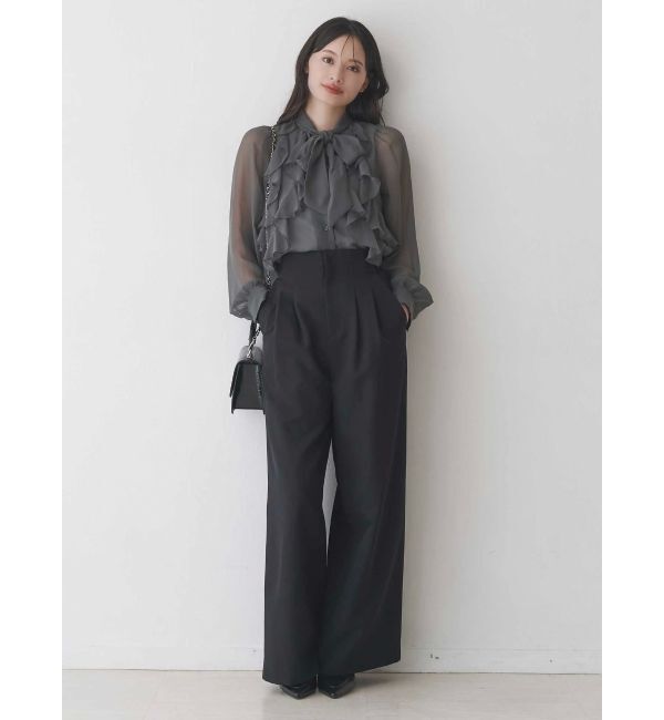 MERCURYDUO「シフォンラッフルフリルボウタイブラウス」|シャツ・ブラウス|