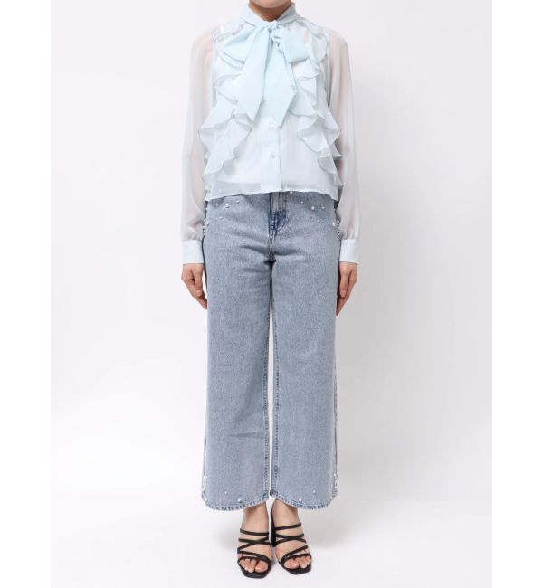 MERCURYDUO「シフォンラッフルフリルボウタイブラウス」|シャツ・ブラウス|