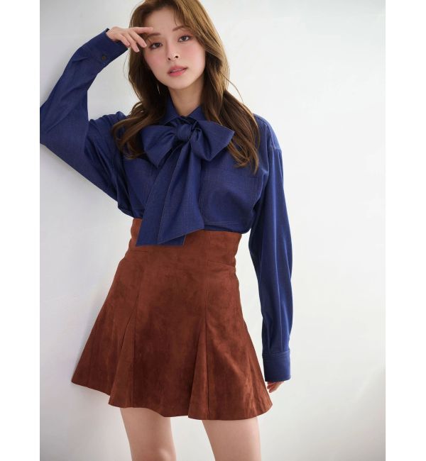 MERCURYDUO「配色ステッチビッグリボンセットシャツ」|シャツ・ブラウス|