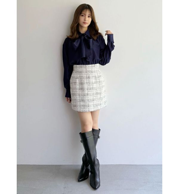 MERCURYDUO「配色ステッチビッグリボンセットシャツ」|シャツ・ブラウス|