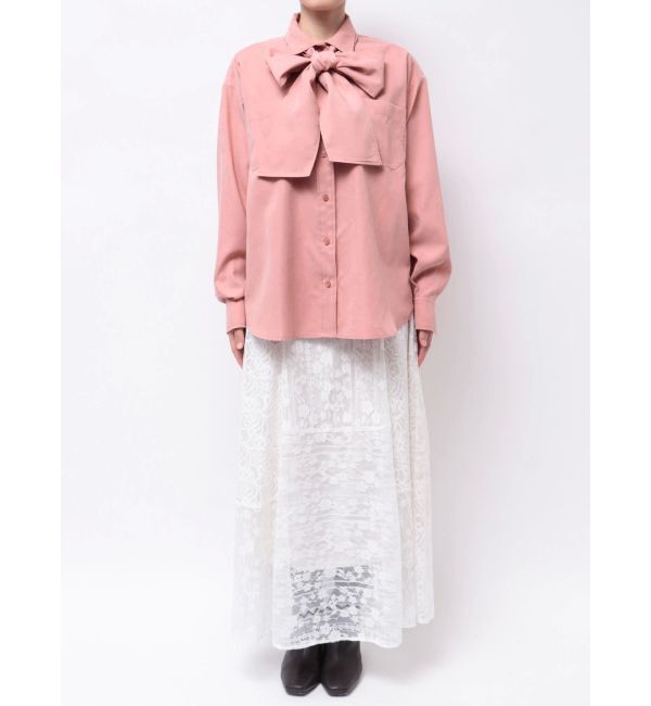 MERCURYDUO「配色ステッチビッグリボンセットシャツ」|シャツ・ブラウス|
