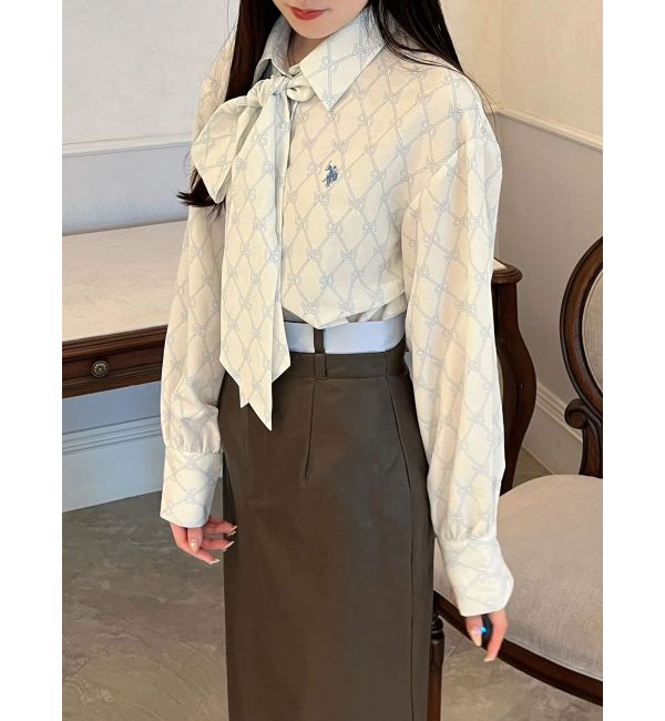 MERCURYDUO「U.S. POLO ASSN.別注ビッグリボンボリュームスリーブシャツ」|シャツ・ブラウス|