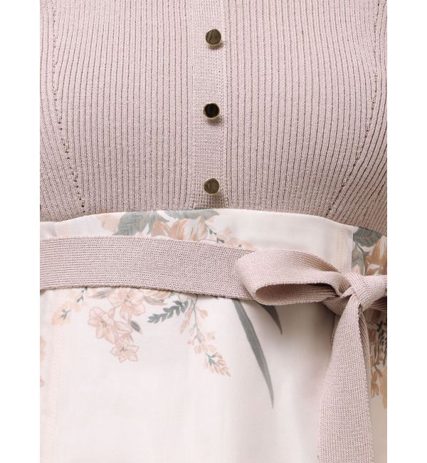 MERCURYDUO「ブーケ花柄ニットドッキングワンピース」|ワンピース|