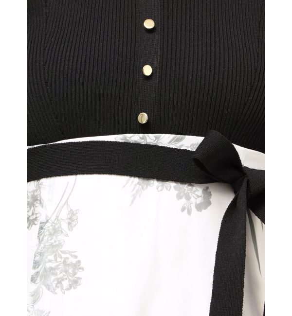 MERCURYDUO「ブーケ花柄ニットドッキングワンピース」|ワンピース|