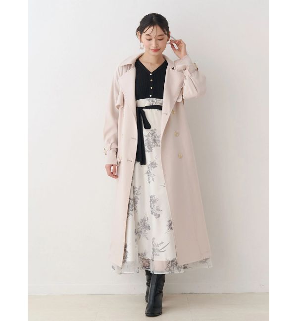 MERCURYDUO「ブーケ花柄ニットドッキングワンピース」|ワンピース|