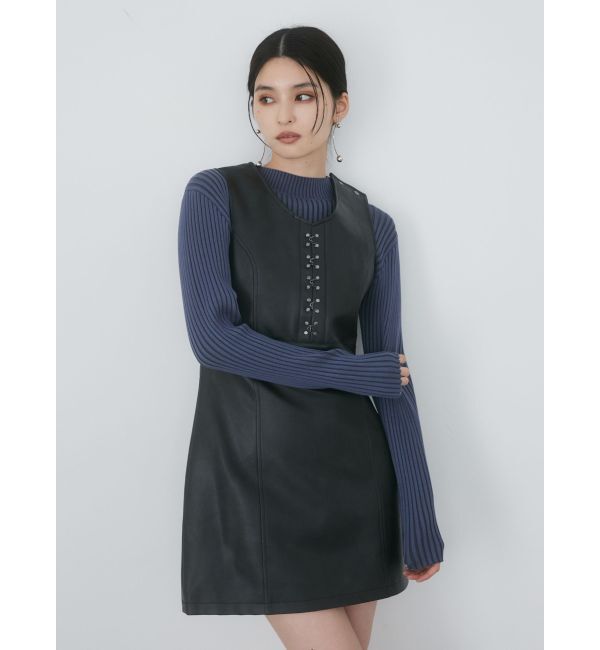 MURUA「フェイクレザーホックミニワンピース」|ワンピース|