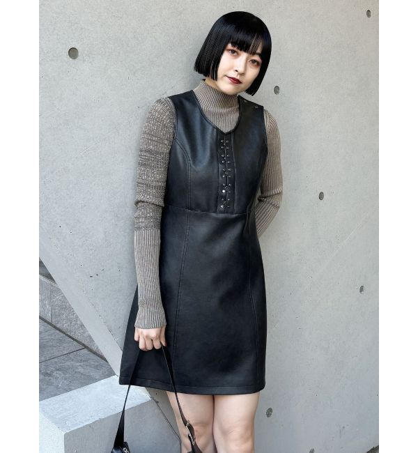 MURUA「フェイクレザーホックミニワンピース」|ワンピース|
