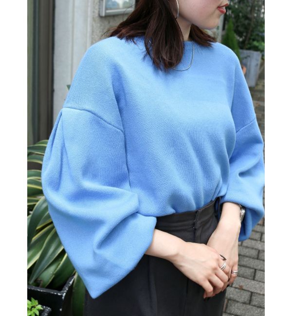 Ungrid「【WEB限定】スリーブタックスウェットライクルーズニット」|ニット・セーター|