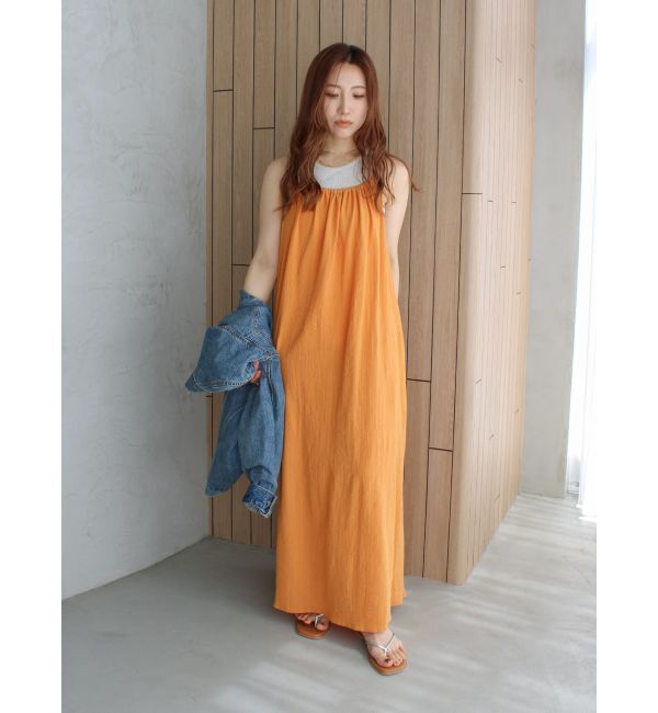 Ungrid「バックオープンギャザーキャミワンピース」|ワンピース|