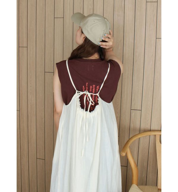 Ungrid「バックオープンギャザーキャミワンピース」|ワンピース|