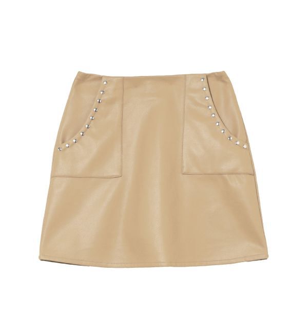 EVRIS「フェイクレザースタッズミニスカート」|スカート|