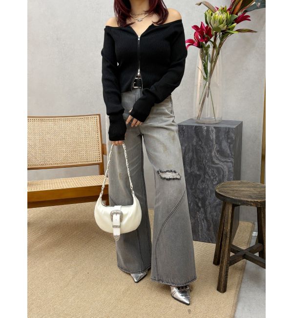 EVRIS「グランジルーズワイドデニムパンツ」|デニム|