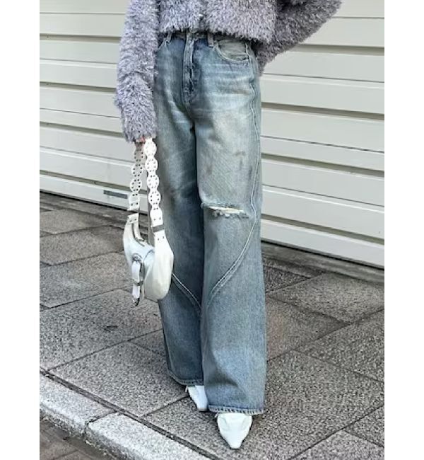 EVRIS「グランジルーズワイドデニムパンツ」|デニム|ブルー