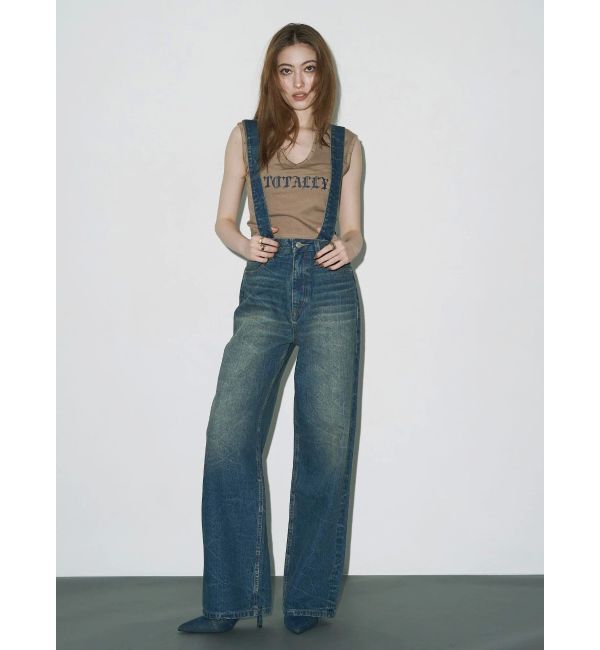 EVRIS「2WAYサロペットワイドデニムパンツ」|デニム|