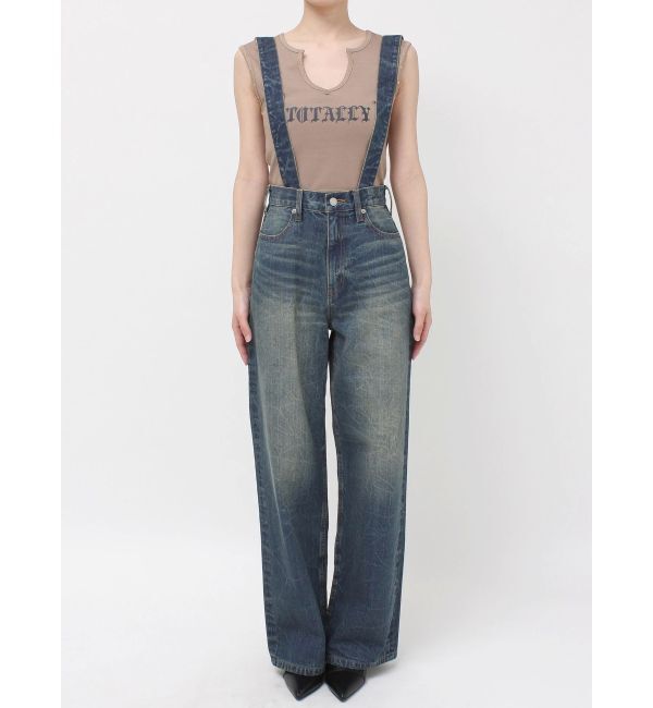 EVRIS「2WAYサロペットワイドデニムパンツ」|デニム|