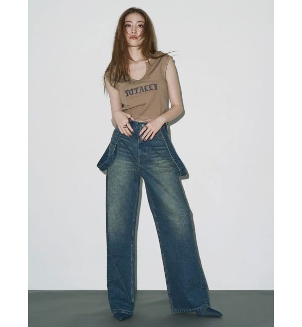 EVRIS「2WAYサロペットワイドデニムパンツ」|デニム|