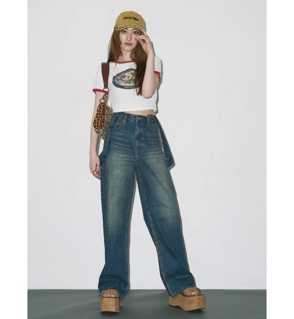 EVRIS「2WAYサロペットワイドデニムパンツ」|デニム|