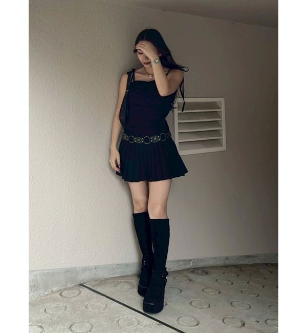 EVRIS「ショルダーリボンプリーツミニワンピース」|ワンピース|