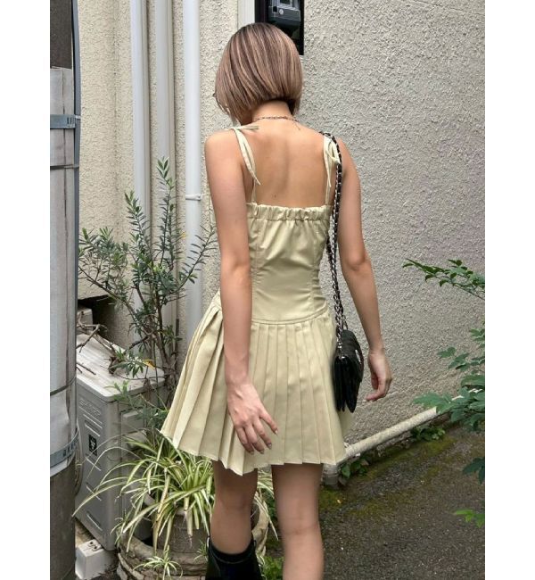 EVRIS「ショルダーリボンプリーツミニワンピース」|ワンピース|