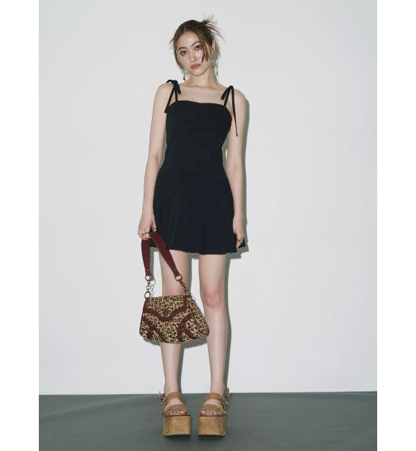 EVRIS「ショルダーリボンプリーツミニワンピース」|ワンピース|