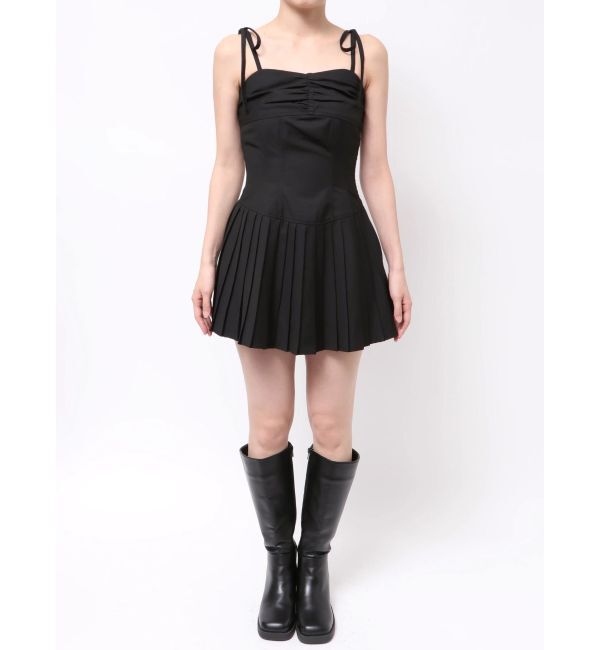 EVRIS「ショルダーリボンプリーツミニワンピース」|ワンピース|