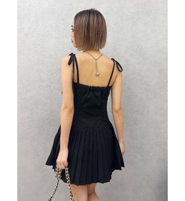 EVRIS「ショルダーリボンプリーツミニワンピース」|ワンピース|