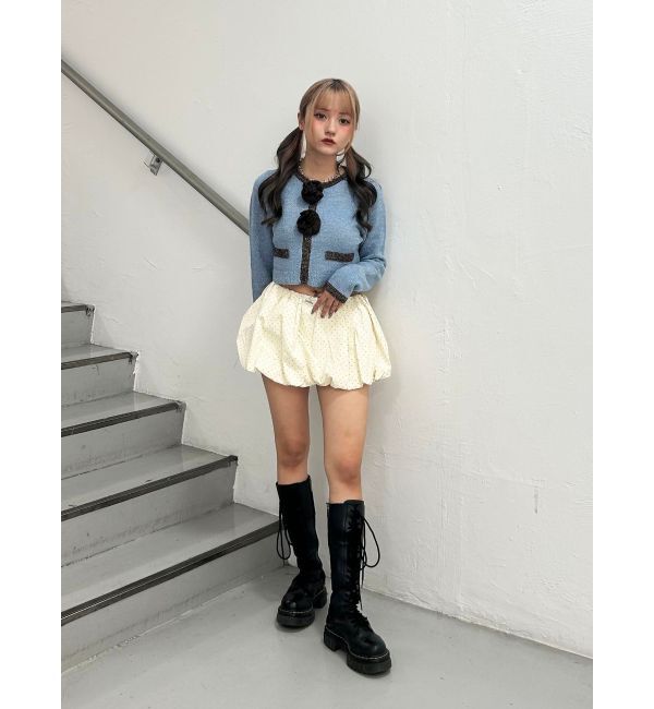 jouetie「バイカラーコサージュカーデ」|カーディガン|