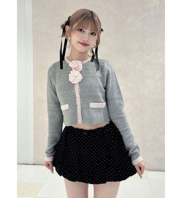 jouetie「バイカラーコサージュカーデ」|カーディガン|
