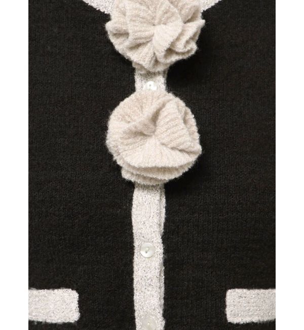 jouetie「バイカラーコサージュカーデ」|カーディガン|