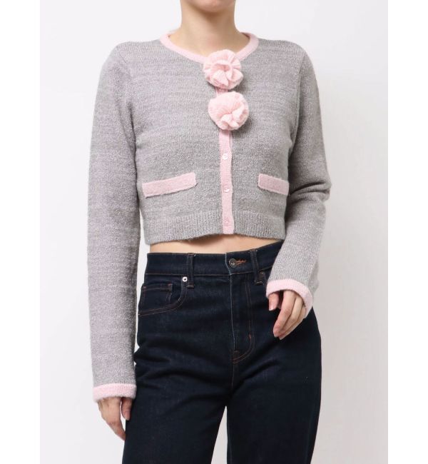 jouetie「バイカラーコサージュカーデ」|カーディガン|