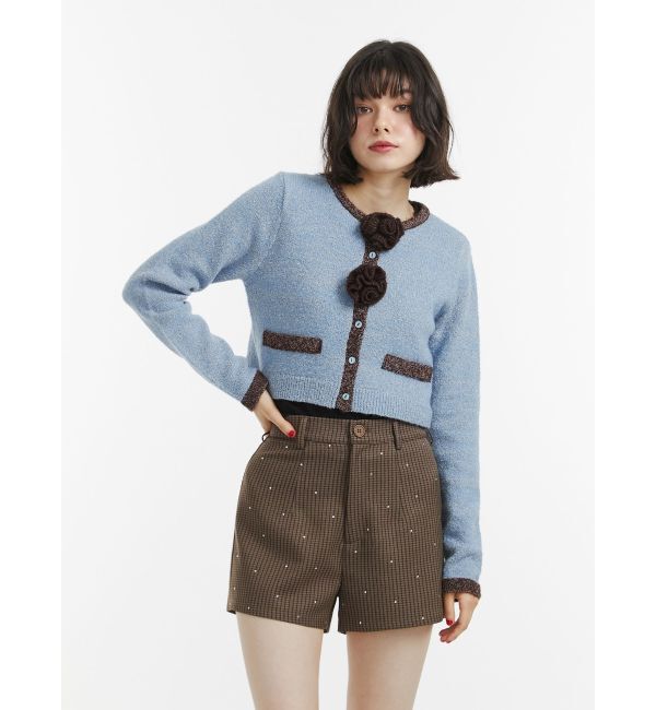 jouetie「バイカラーコサージュカーデ」|カーディガン|