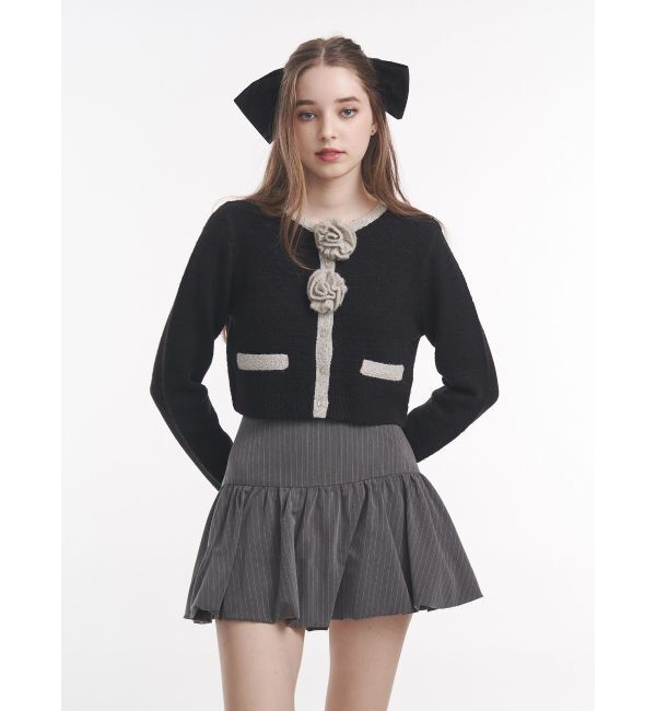 jouetie「バイカラーコサージュカーデ」|カーディガン|