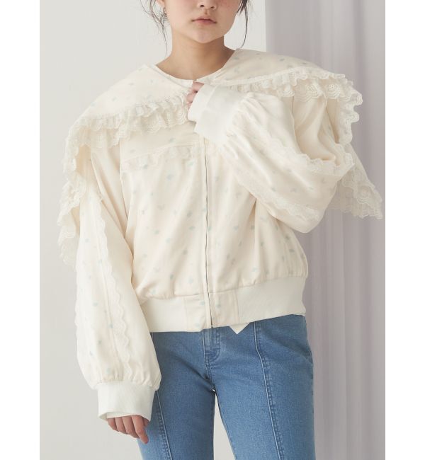 merry jenny「ribbonセーラーサテンブルゾン」|ブルゾン・スタジャン|ブルー