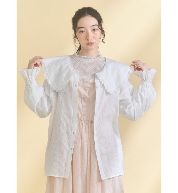 merry jenny「dot laceフリルカラーブラウス」|シャツ・ブラウス|