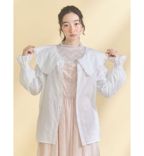 merry jenny「dot laceフリルカラーブラウス」|シャツ・ブラウス|