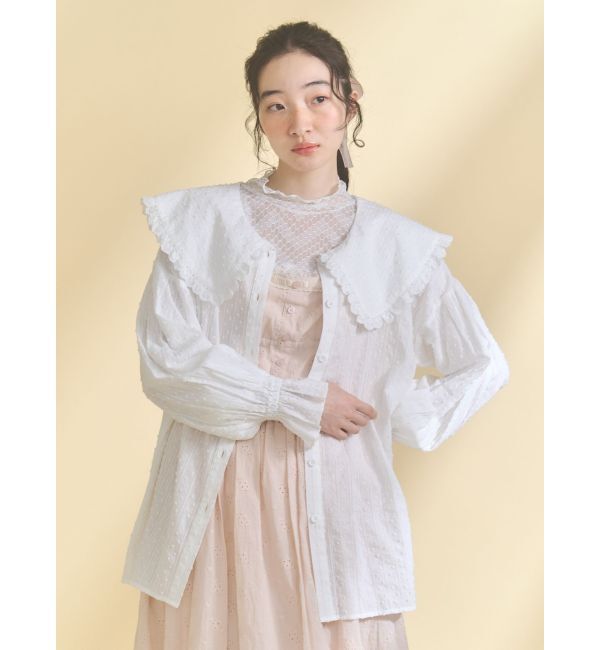merry jenny「dot laceフリルカラーブラウス」|シャツ・ブラウス|