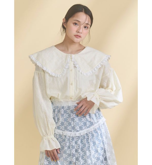 merry jenny「dot laceフリルカラーブラウス」|シャツ・ブラウス|