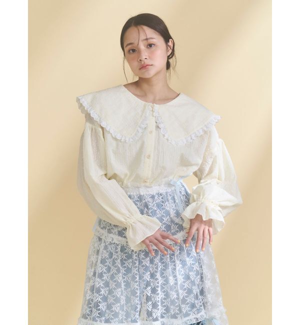 merry jenny「dot laceフリルカラーブラウス」|シャツ・ブラウス|