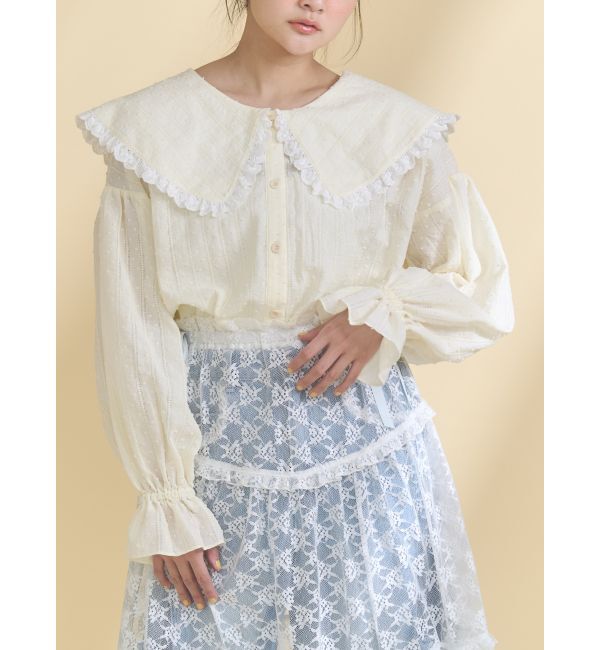 merry jenny「dot laceフリルカラーブラウス」|シャツ・ブラウス|イエロー