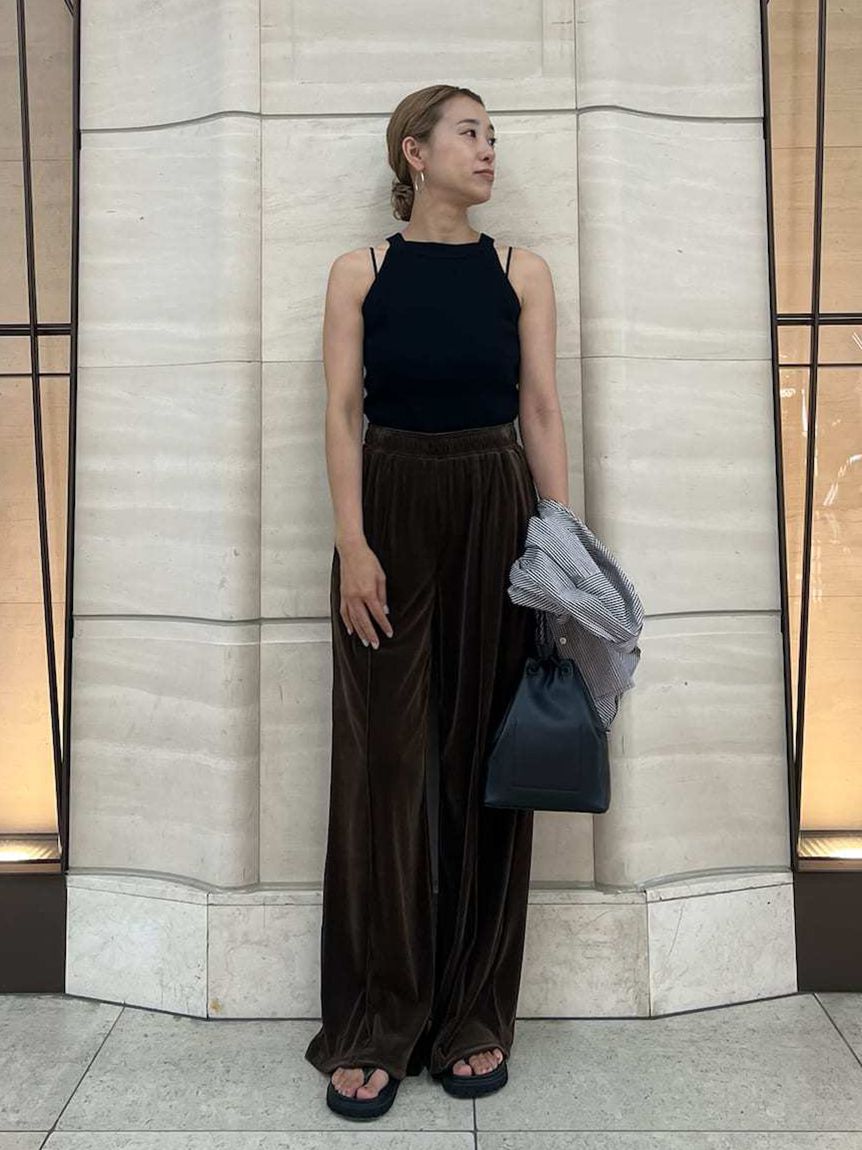 Mila Owen「【セットアップ対応】ベロアSET UPウエストゴムイージーパンツ」|チノ|