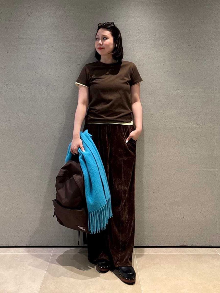 Mila Owen「【セットアップ対応】ベロアSET UPウエストゴムイージーパンツ」|チノ|