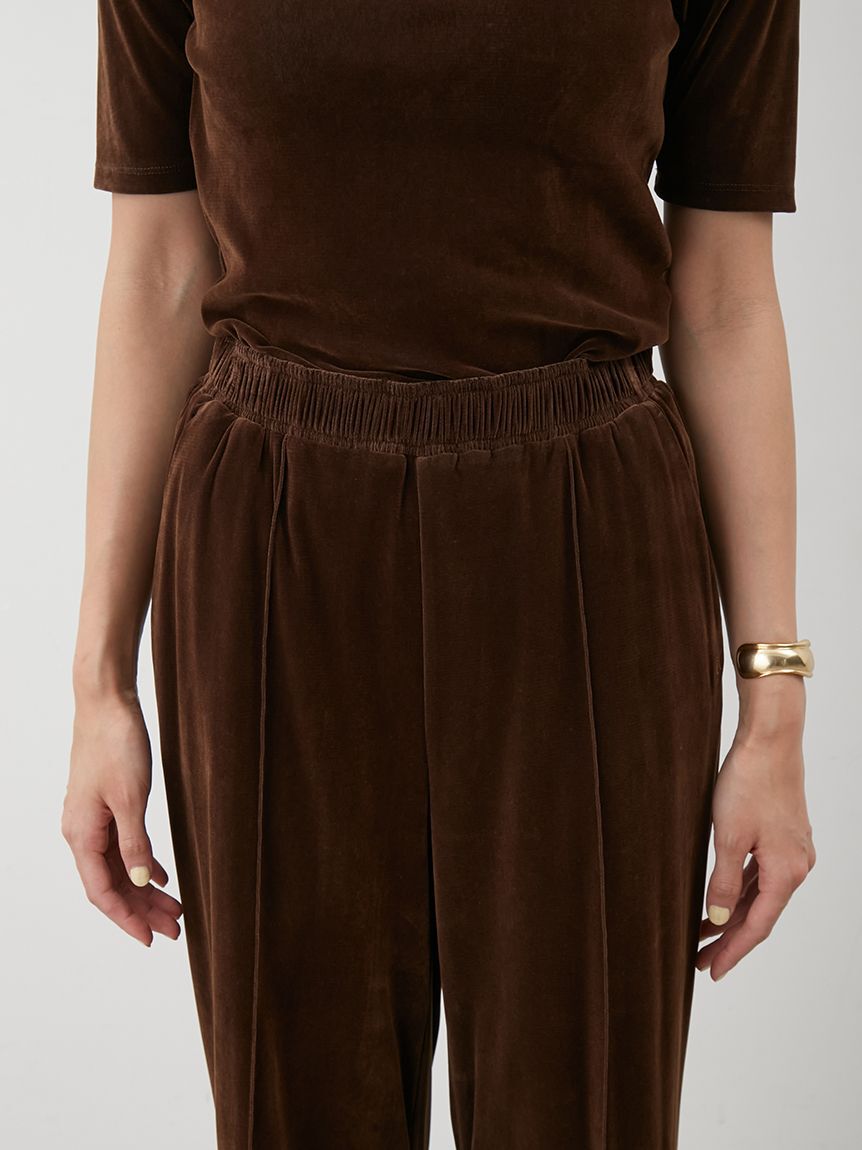 Mila Owen「【セットアップ対応】ベロアSET UPウエストゴムイージーパンツ」|チノ|